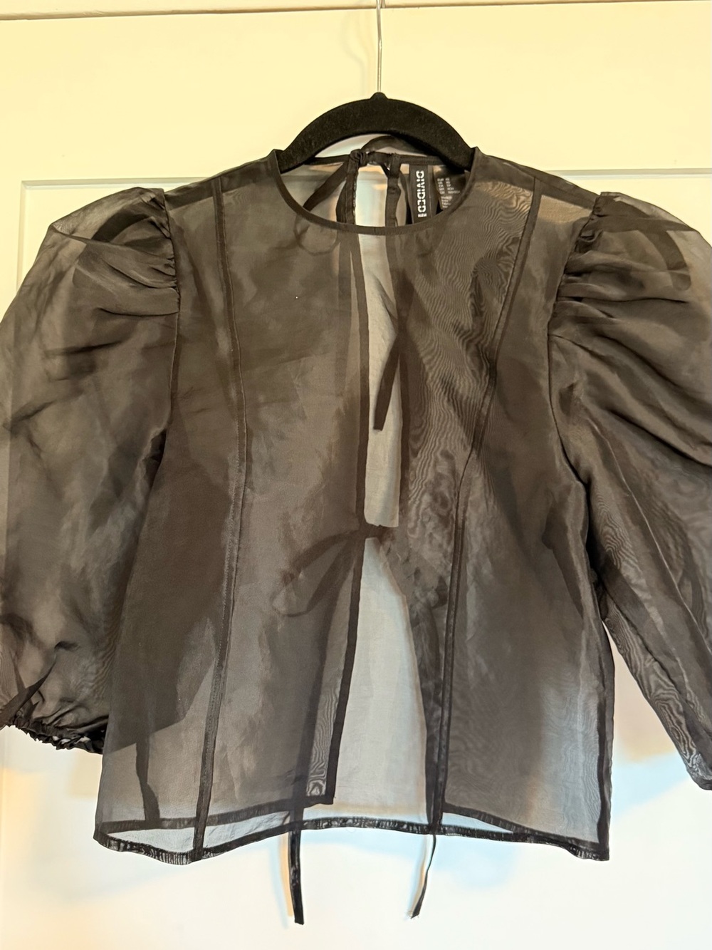 H&M Divided Sheer Organza Tie Back Crop Top - Picture 6 of 7